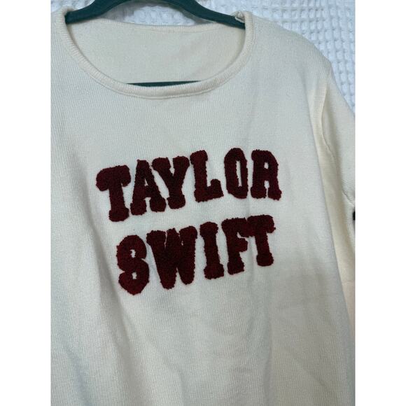 Taylor Swift Red Taylor’s Version Vintage Ivory Letterman Sweater Sz MD N - Picture 4 of 6